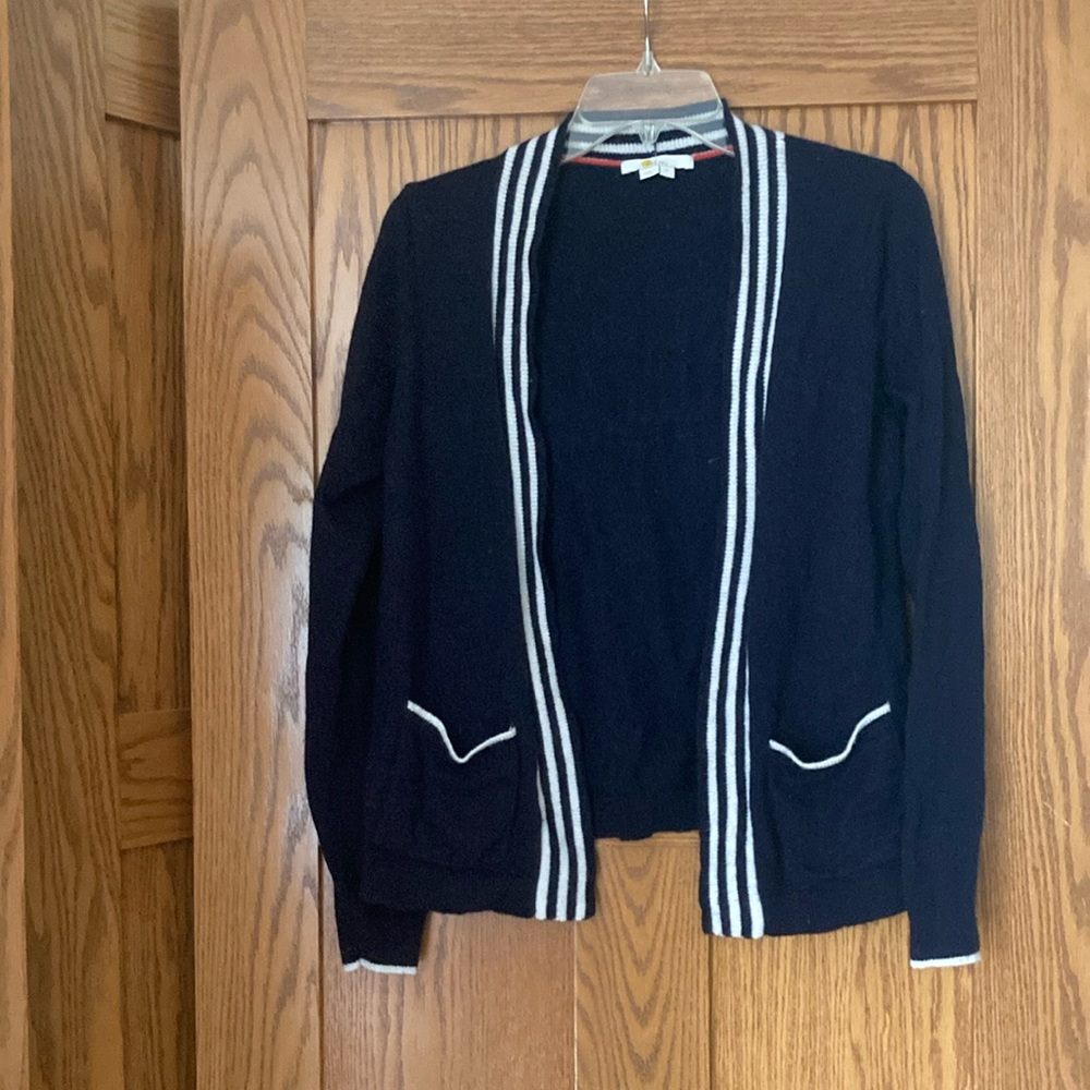 Boden navy white cardigan size medium